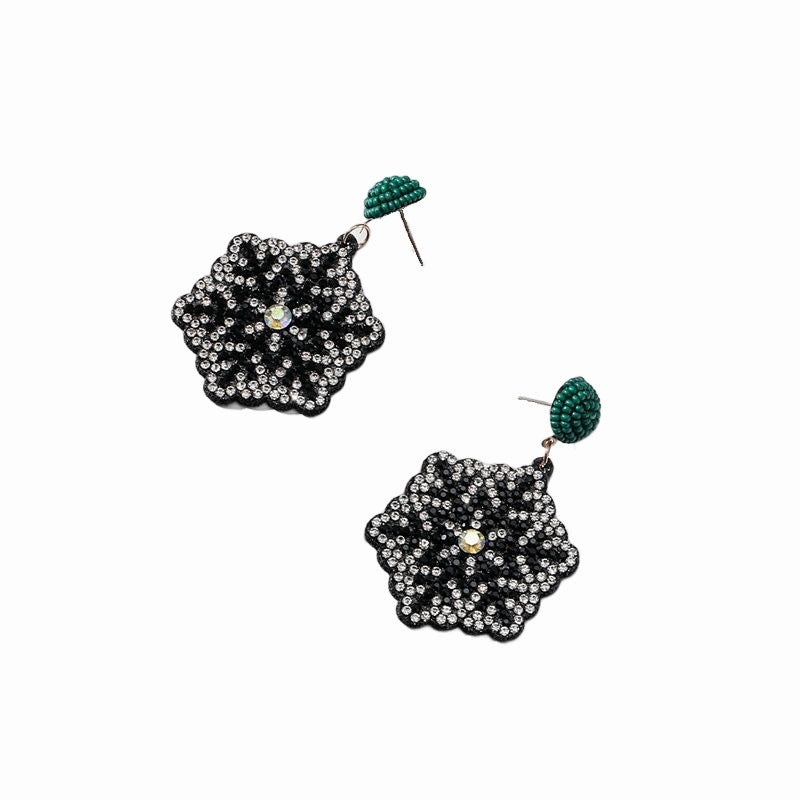 Wholesale Santa Christmas Tree Fabric Diamond Earrings
