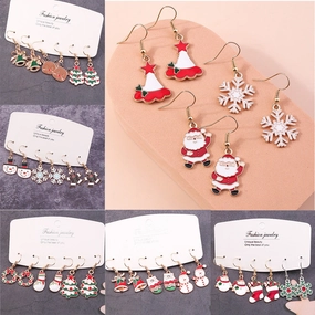 Wholesale Santa Claus Christmas Tree Snowman Snowflake Earrings