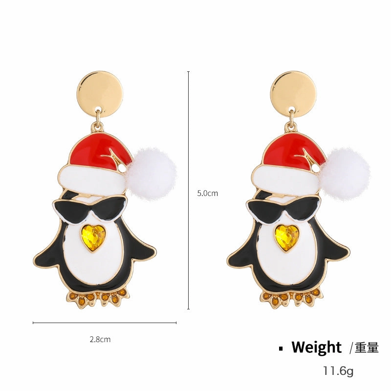 Wholesale Santa Claus Drop Oil Diamond  Necklaces