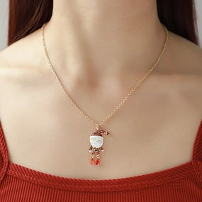 Wholesale Santa Claus Drop Oil Diamond  Necklaces