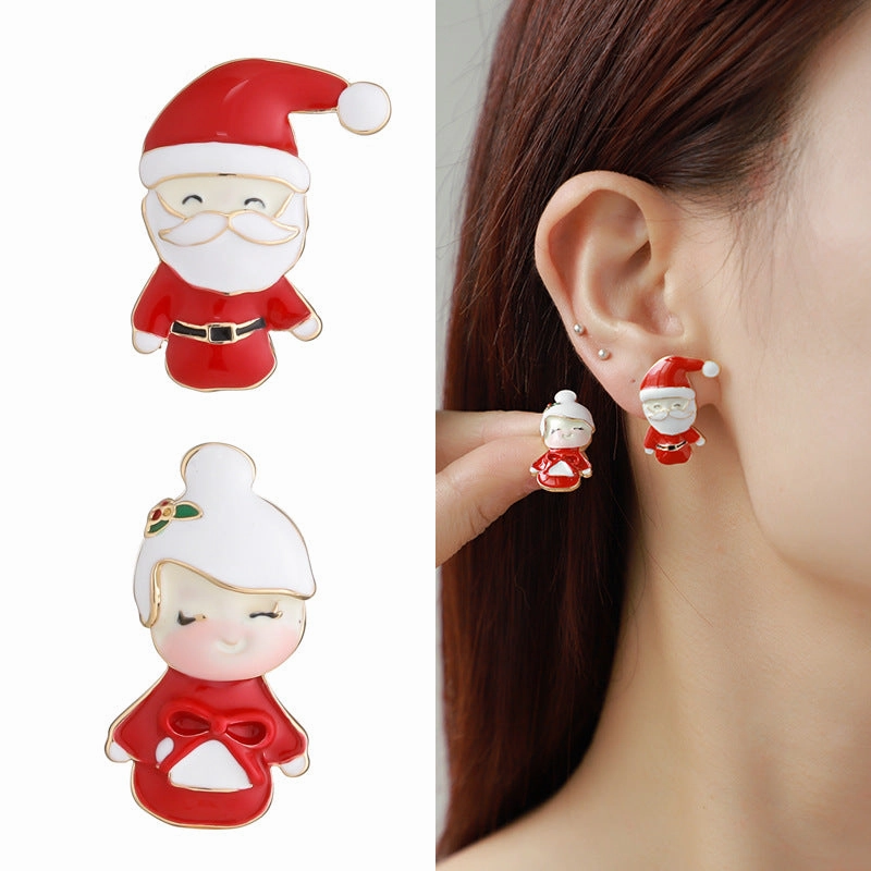 Wholesale Santa Claus Drop Oil Diamond  Necklaces