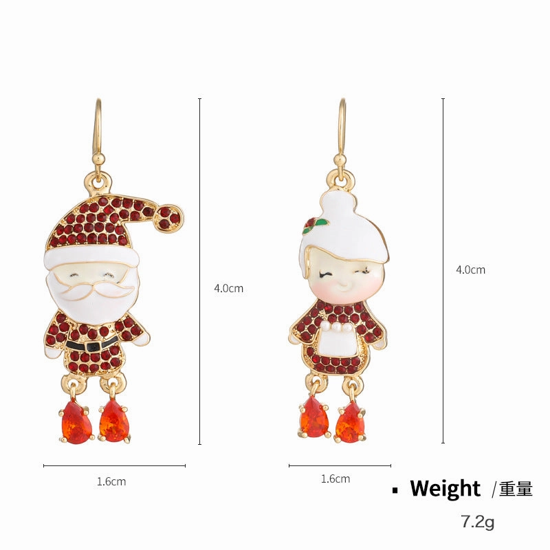 Wholesale Santa Claus Drop Oil Diamond  Necklaces