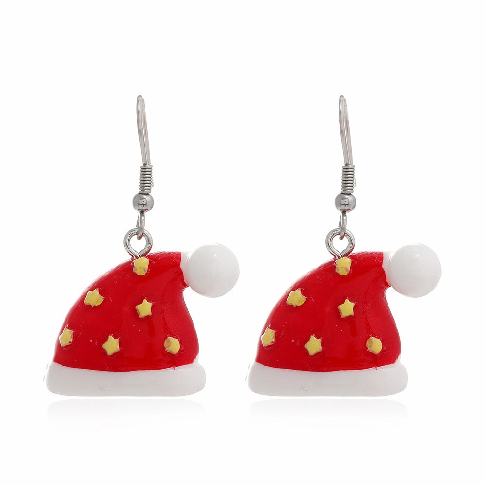 Wholesale Santa Claus Elk Snowflake Resin Earrings