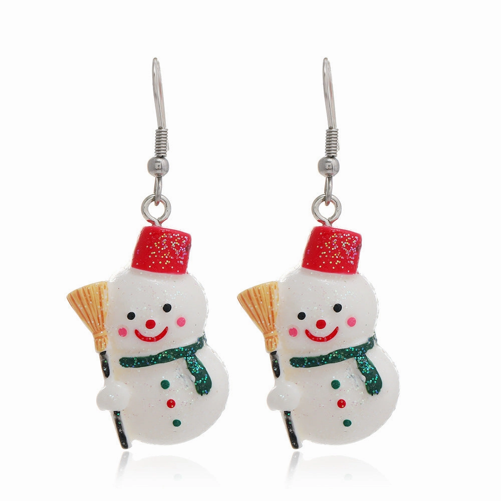 Wholesale Santa Claus Elk Snowflake Resin Earrings