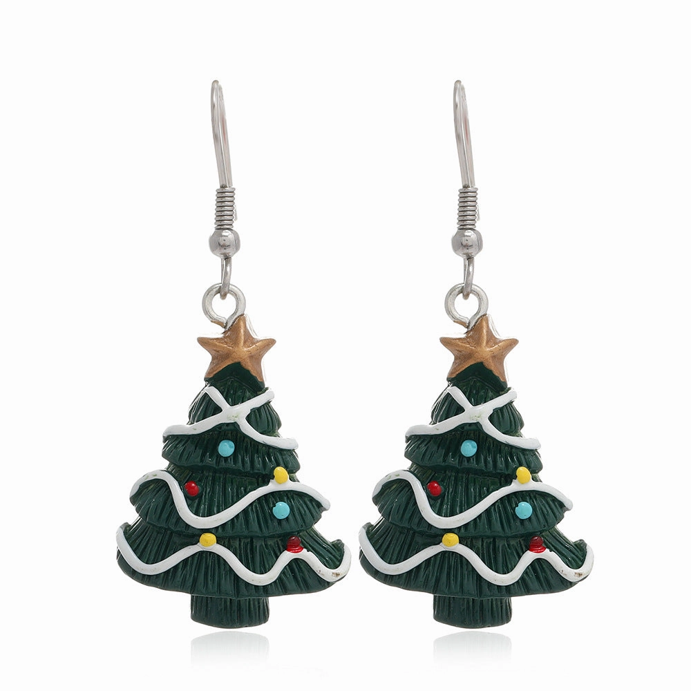Wholesale Santa Claus Elk Snowflake Resin Earrings