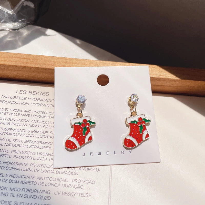 Wholesale Santa Claus Elk Wreath with Diamond Resin Earrings