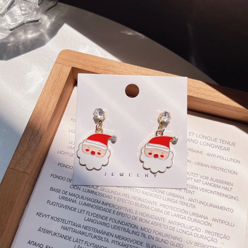 Wholesale Santa Claus Elk Wreath with Diamond Resin Earrings