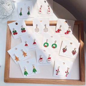 Wholesale Santa Claus Elk Wreath with Diamond Resin Earrings
