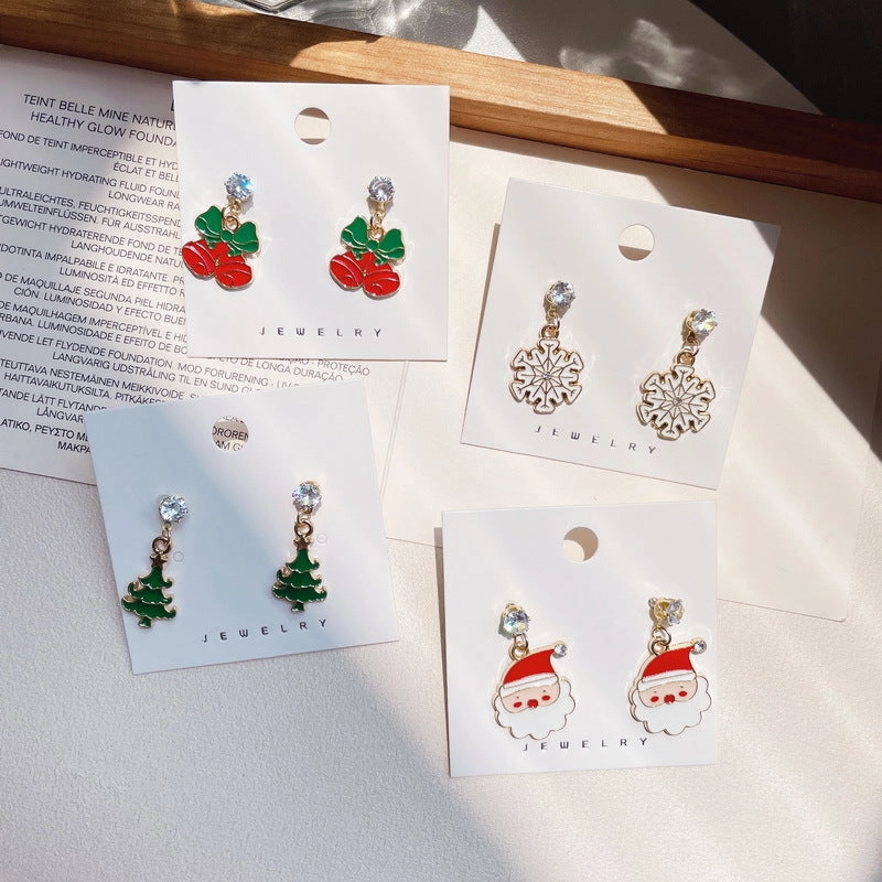 Wholesale Santa Claus Elk Wreath with Diamond Resin Earrings