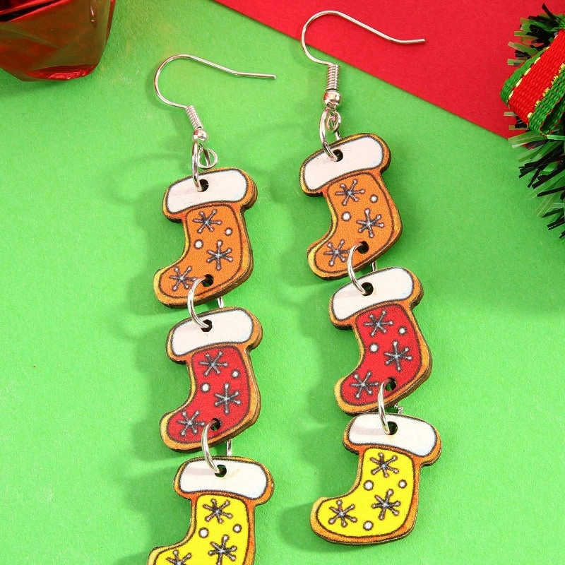 Wholesale Santa Claus Gift Wooden Earrings