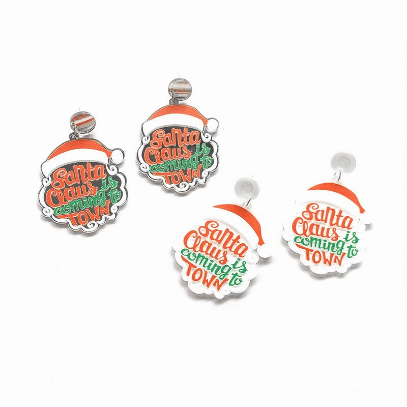 Wholesale Santa Claus Hat Acrylic Earrings