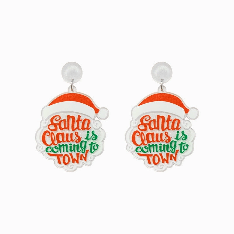Wholesale Santa Claus Hat Acrylic Earrings