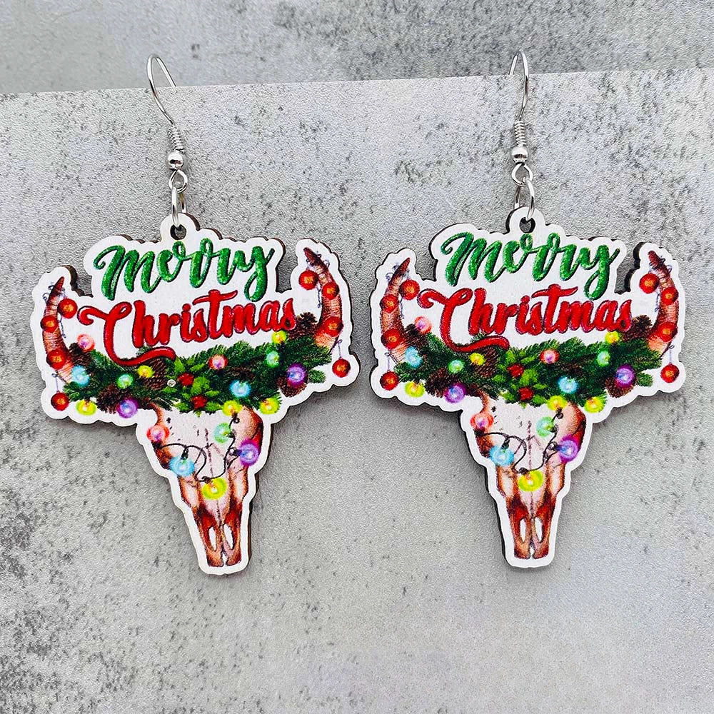 Wholesale Santa Claus Red Car Gnome Elk Wooden Earrings