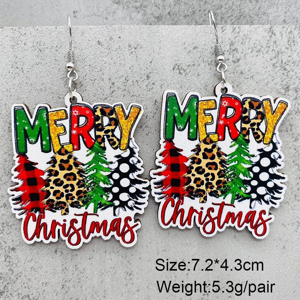 Wholesale Santa Claus Red Car Gnome Elk Wooden Earrings