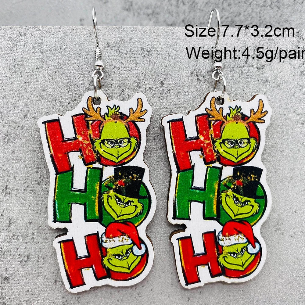 Wholesale Santa Claus Red Car Gnome Elk Wooden Earrings
