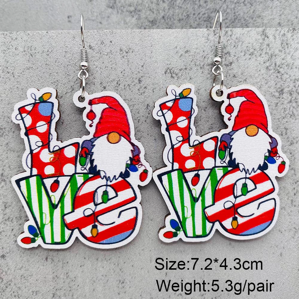 Wholesale Santa Claus Red Car Gnome Elk Wooden Earrings
