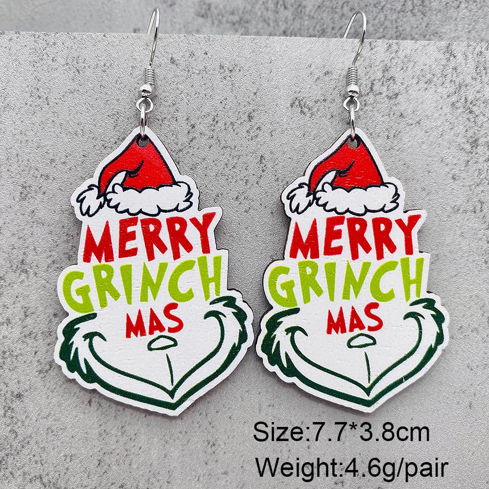 Wholesale Santa Claus Red Car Gnome Elk Wooden Earrings