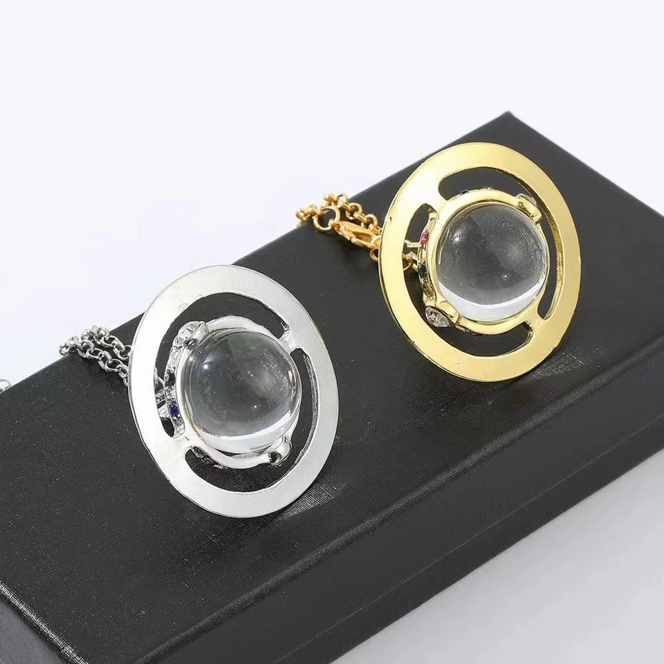 Wholesale Saturn Crystal Encrusted Pendant Necklace