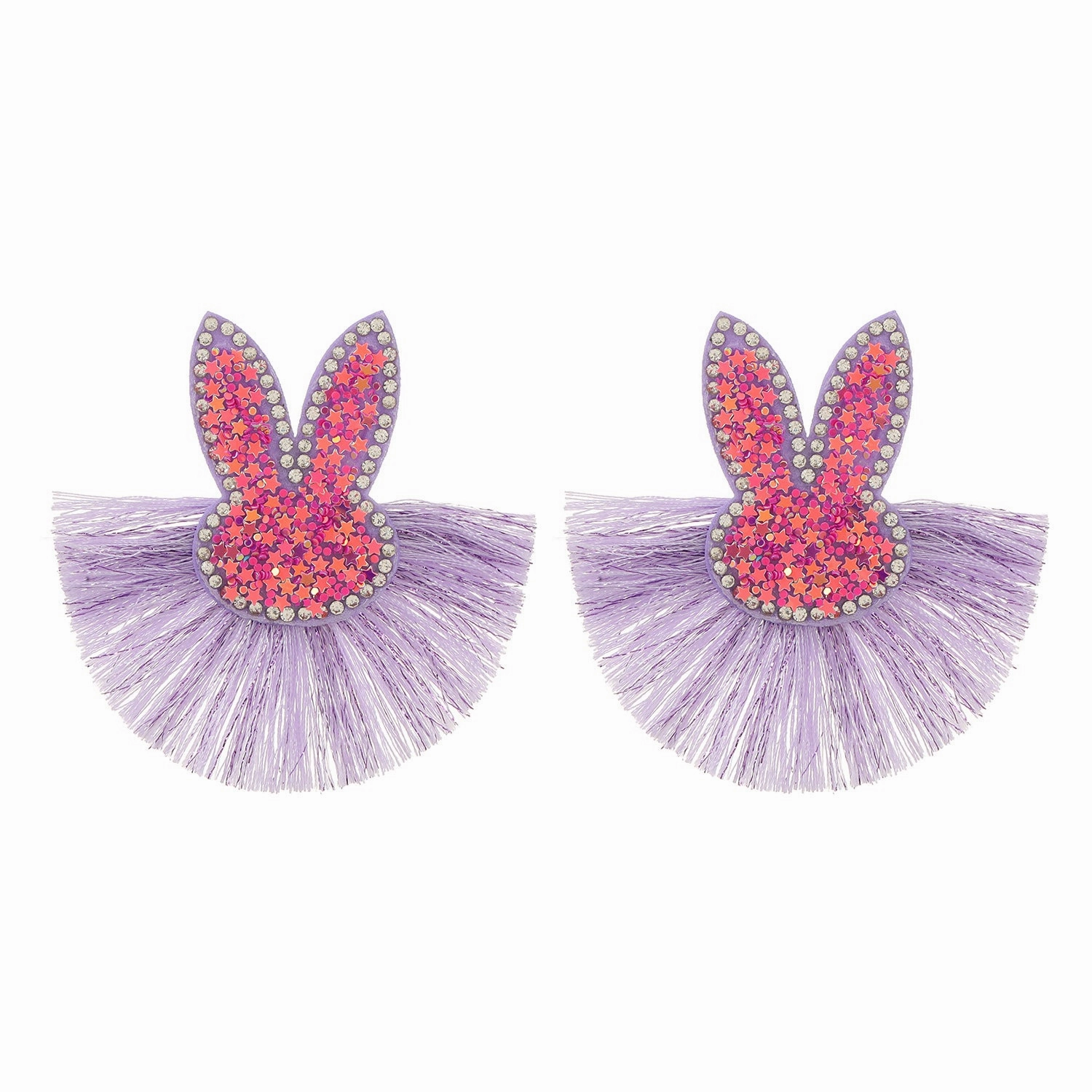 Wholesale Scalloped Tassel Colorful Rabbit Earrings