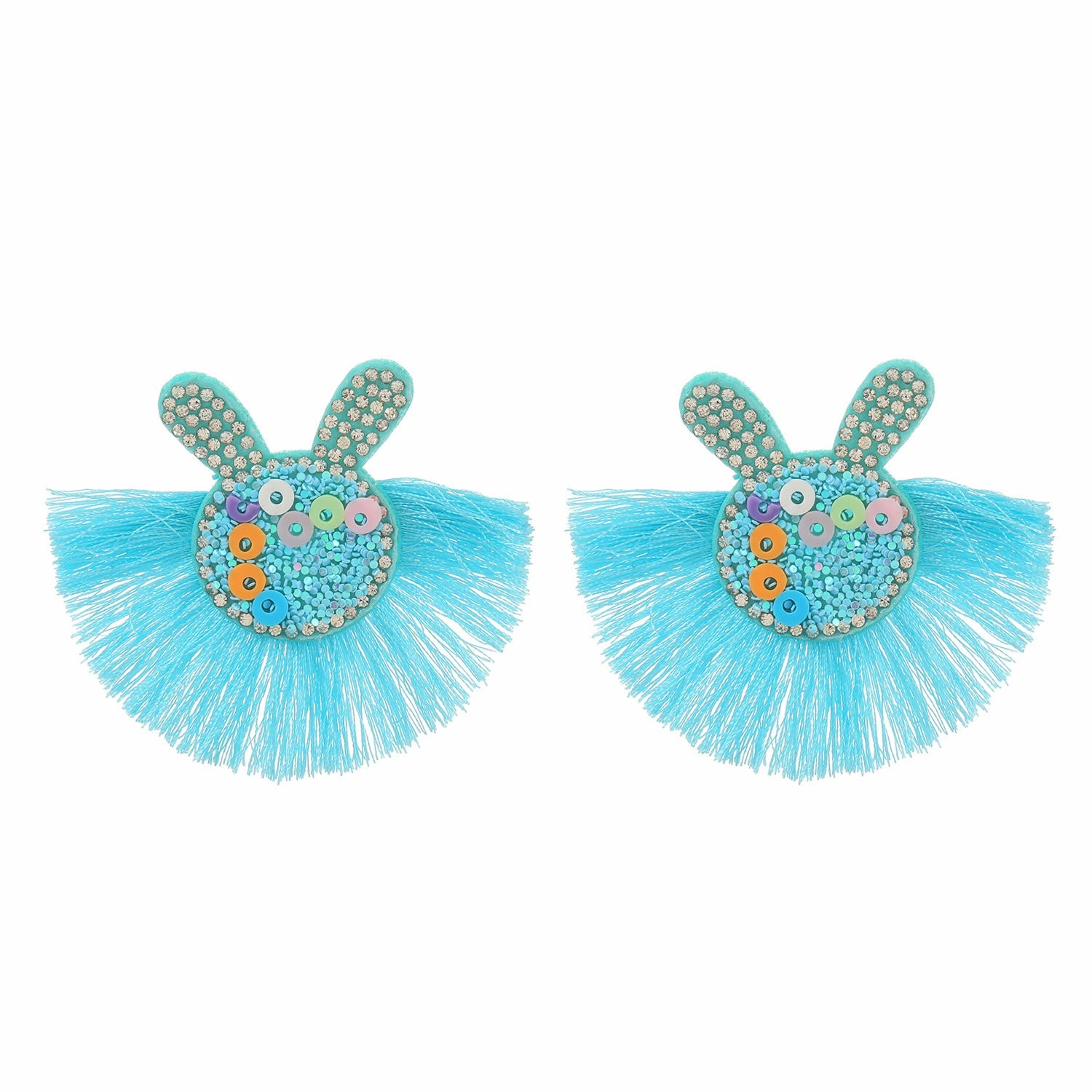 Wholesale Scalloped Tassel Colorful Rabbit Earrings