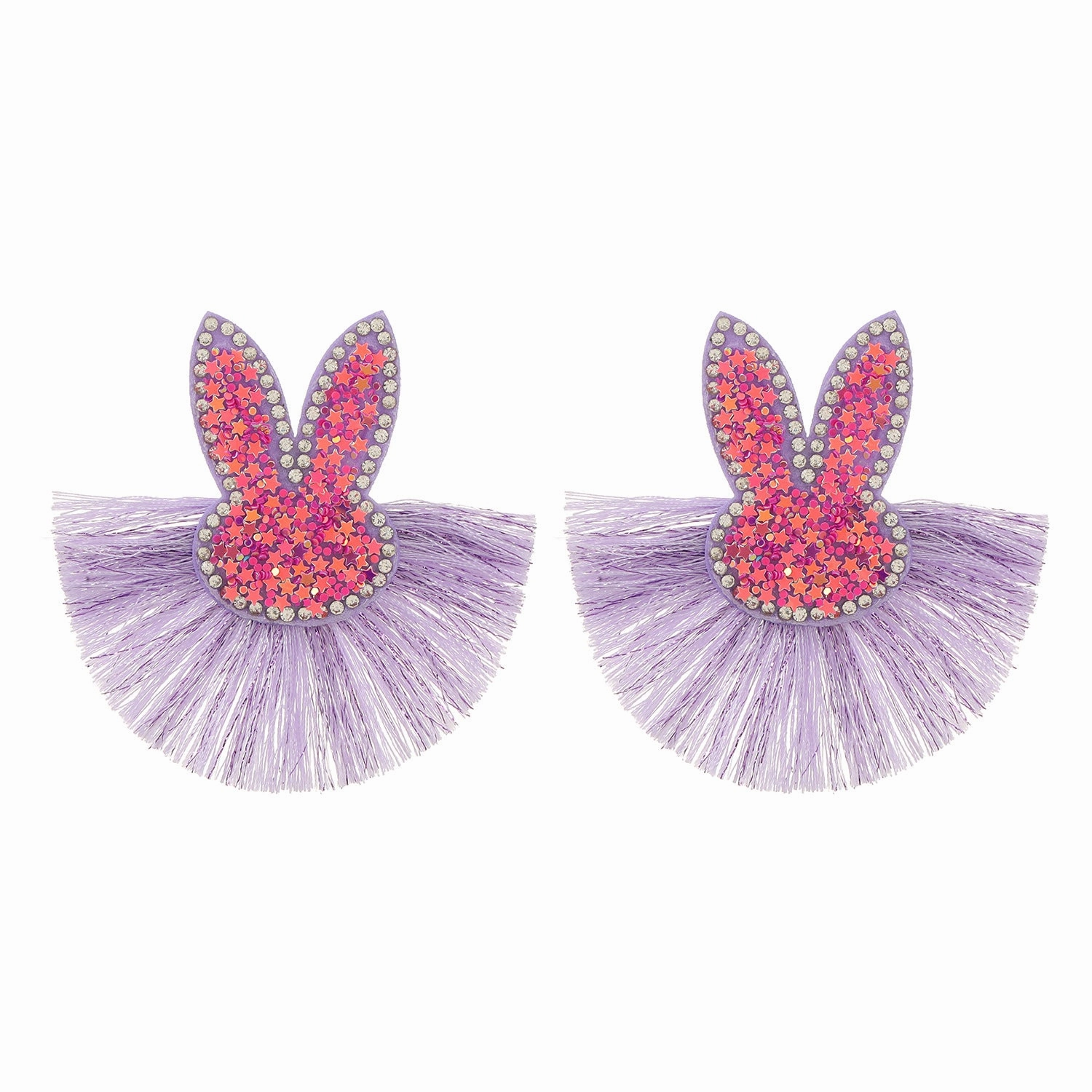 Wholesale Scalloped Tassel Colorful Rabbit Earrings
