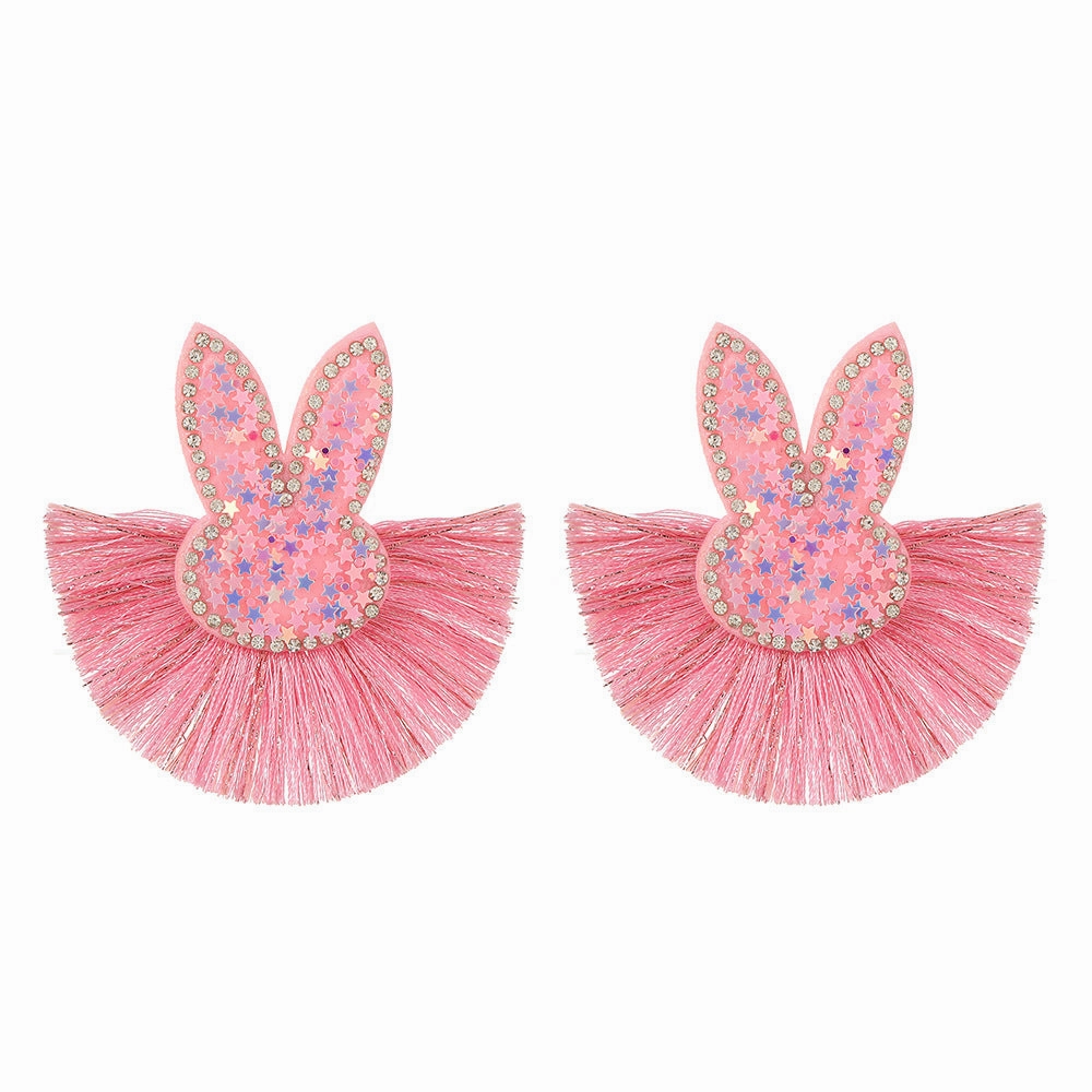Wholesale Scalloped Tassel Colorful Rabbit Earrings