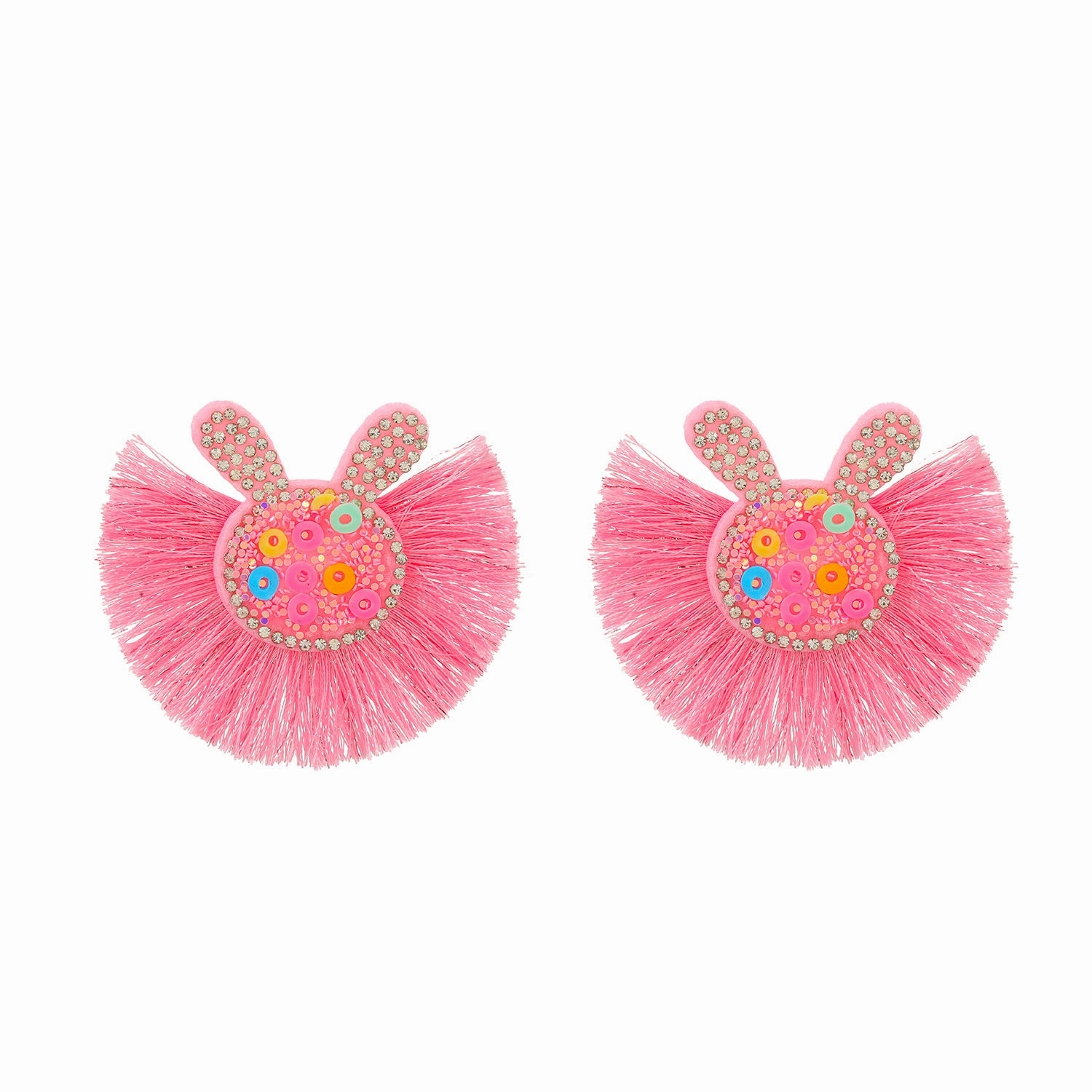 Wholesale Scalloped Tassel Colorful Rabbit Earrings
