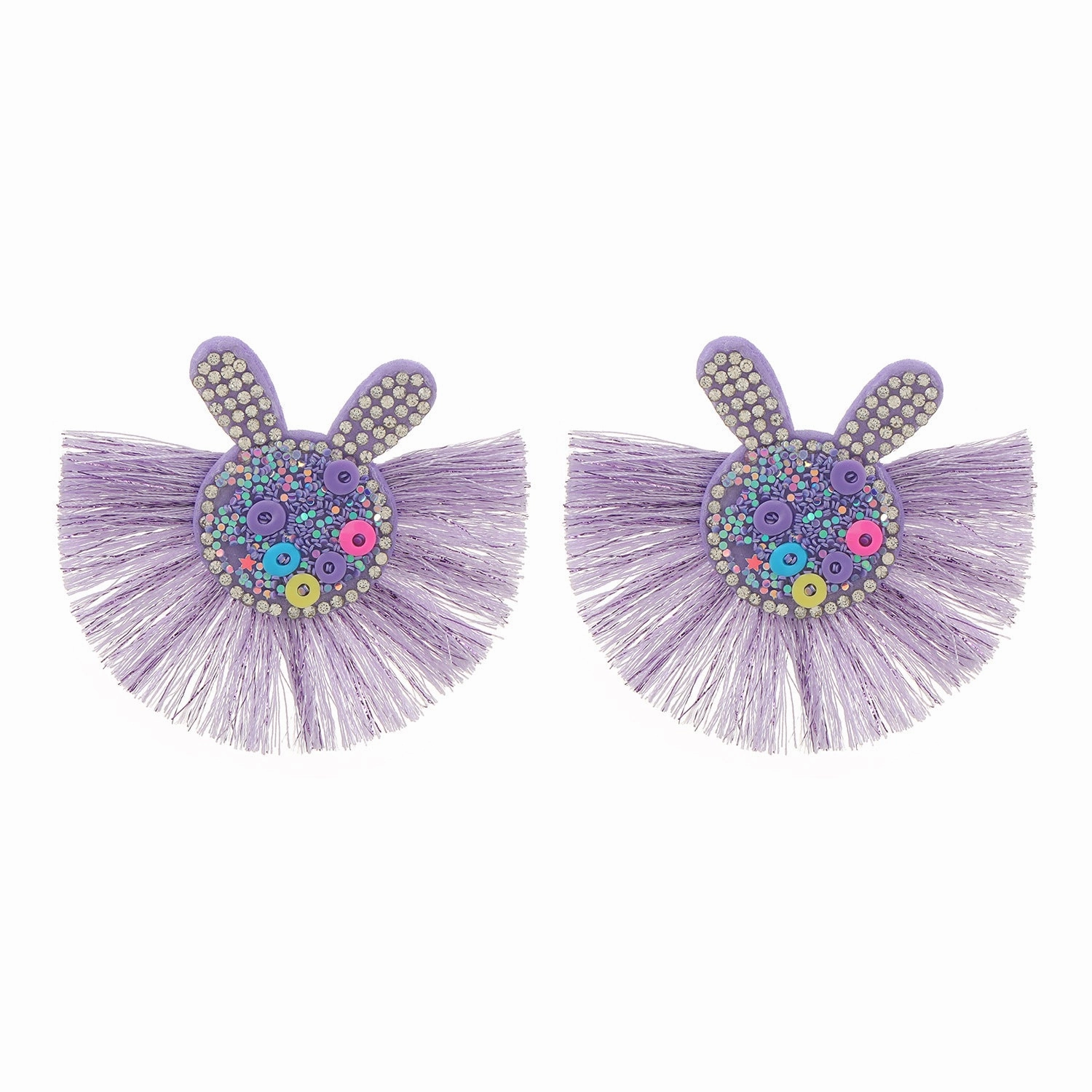 Wholesale Scalloped Tassel Colorful Rabbit Earrings