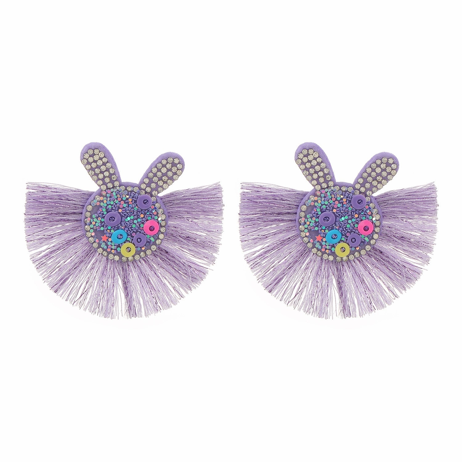 Wholesale Scalloped Tassel Colorful Rabbit Earrings