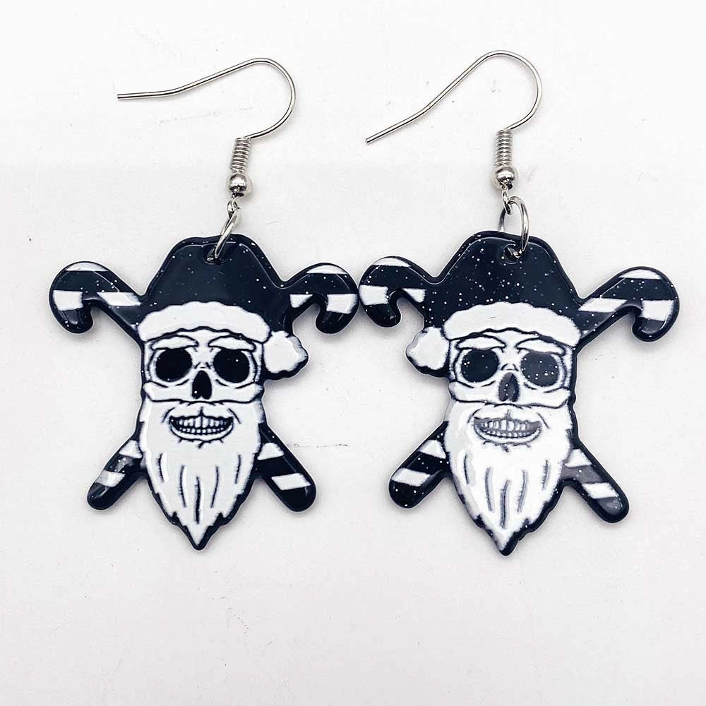 Wholesale Scary Christmas Black Christmas Tree Lights Santa Hat Acrylic Earrings