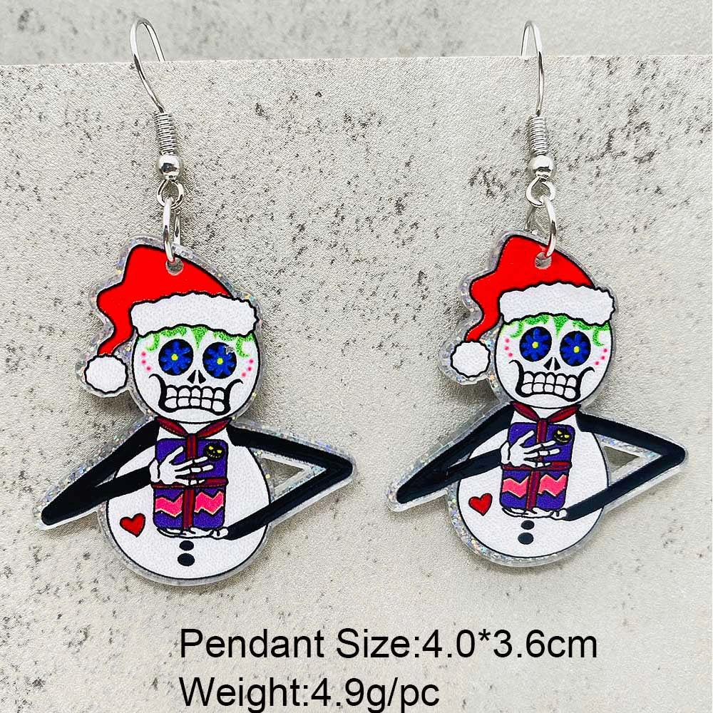 Wholesale Scary Christmas Black Christmas Tree Lights Santa Hat Acrylic Earrings