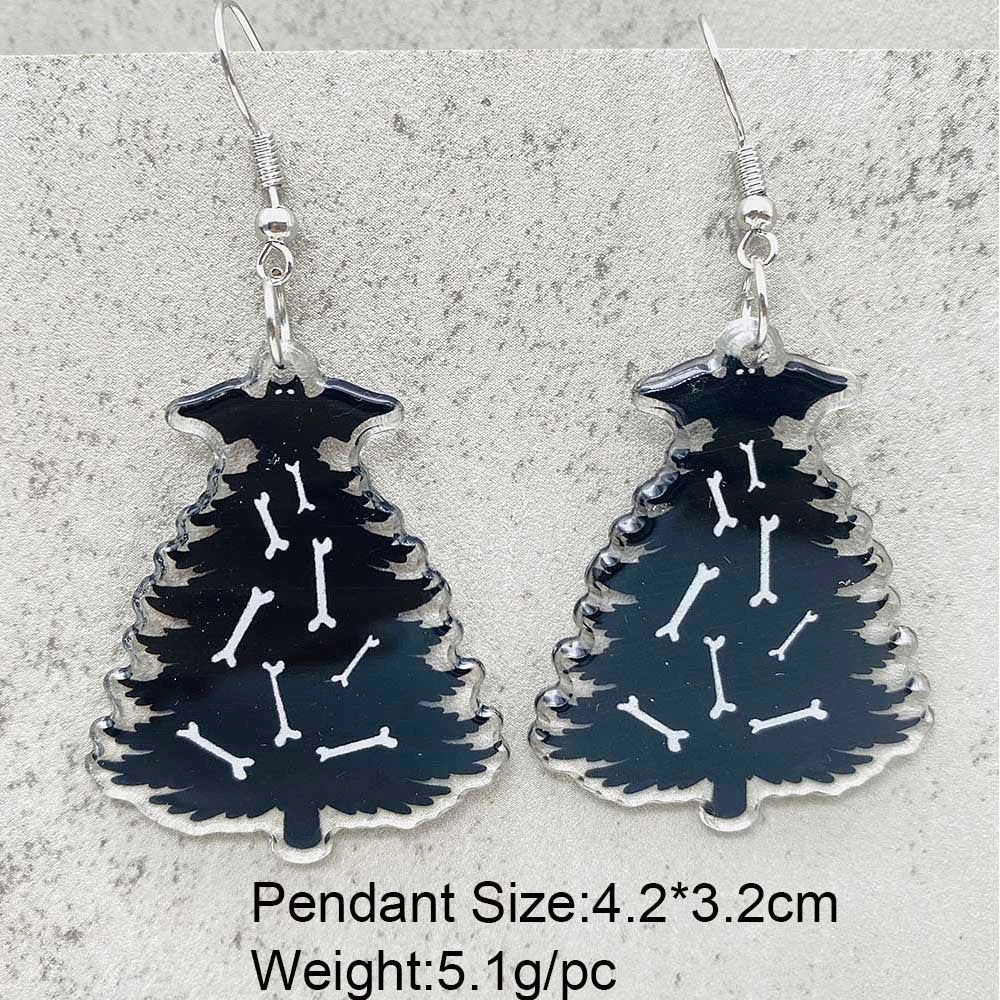 Wholesale Scary Christmas Black Christmas Tree Lights Santa Hat Acrylic Earrings