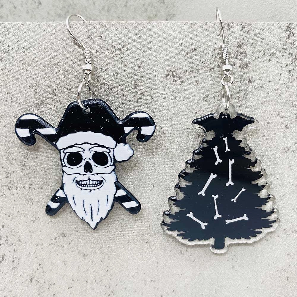 Wholesale Scary Christmas Black Christmas Tree Lights Santa Hat Acrylic Earrings