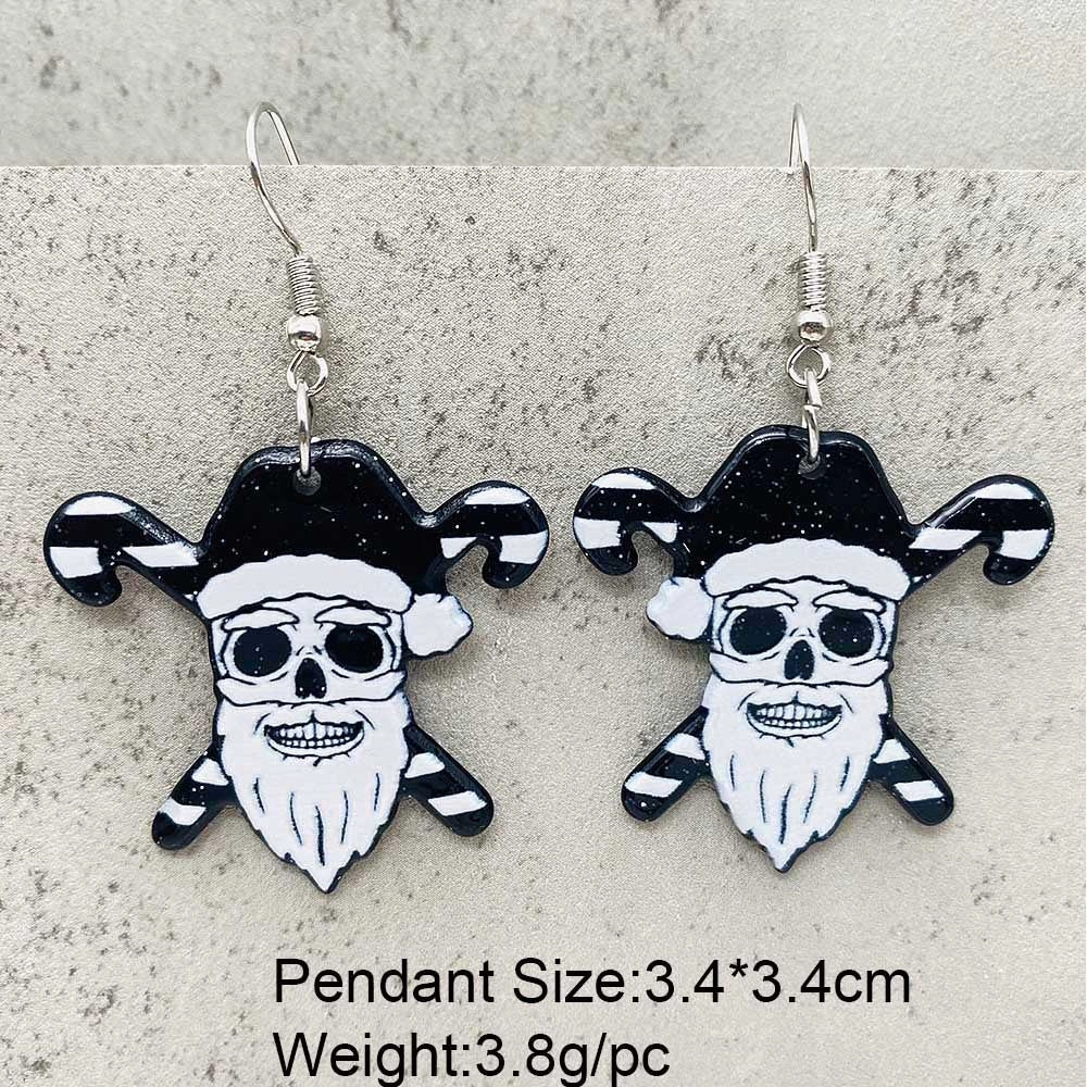Wholesale Scary Christmas Black Christmas Tree Lights Santa Hat Acrylic Earrings