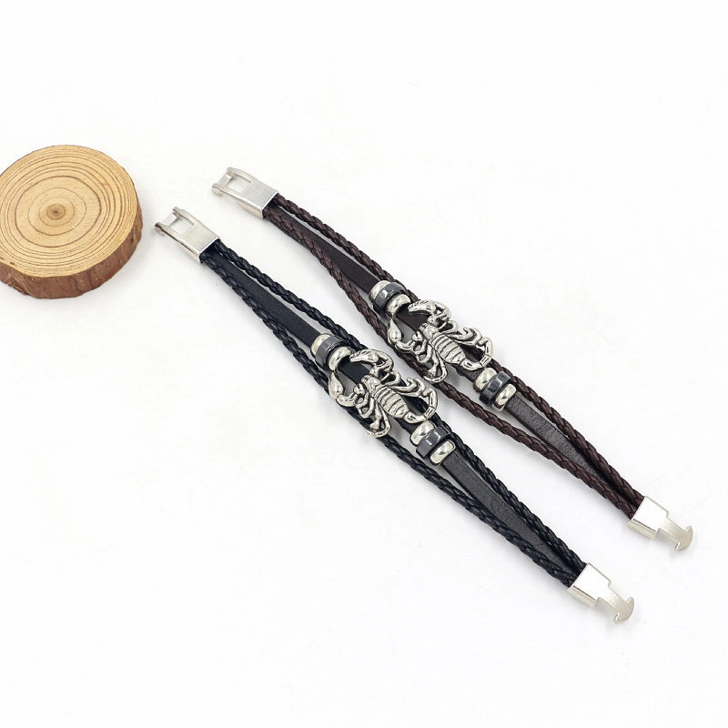 Wholesale Scorpion Male Leather Bracelet