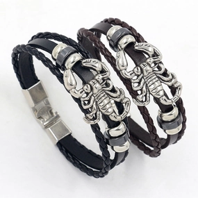 Wholesale Scorpion Male Leather Bracelet