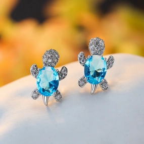 Wholesale Sea Animal Turtle Zircon Earrings