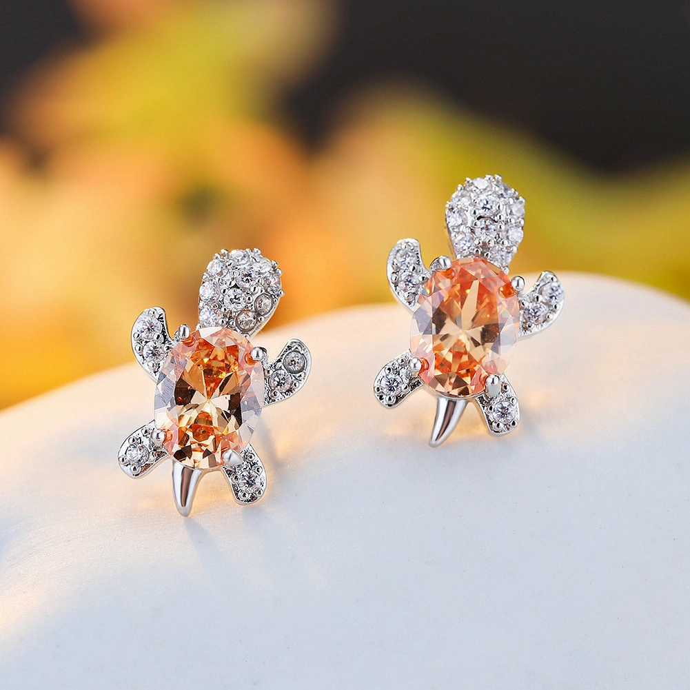 Wholesale Sea Animal Turtle Zircon Earrings