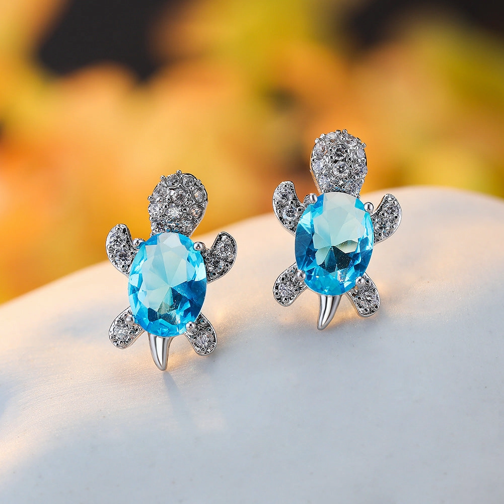 Wholesale Sea Animal Turtle Zircon Earrings