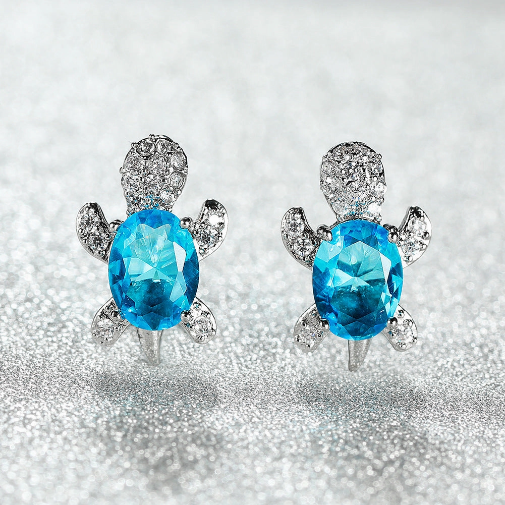 Wholesale Sea Animal Turtle Zircon Earrings