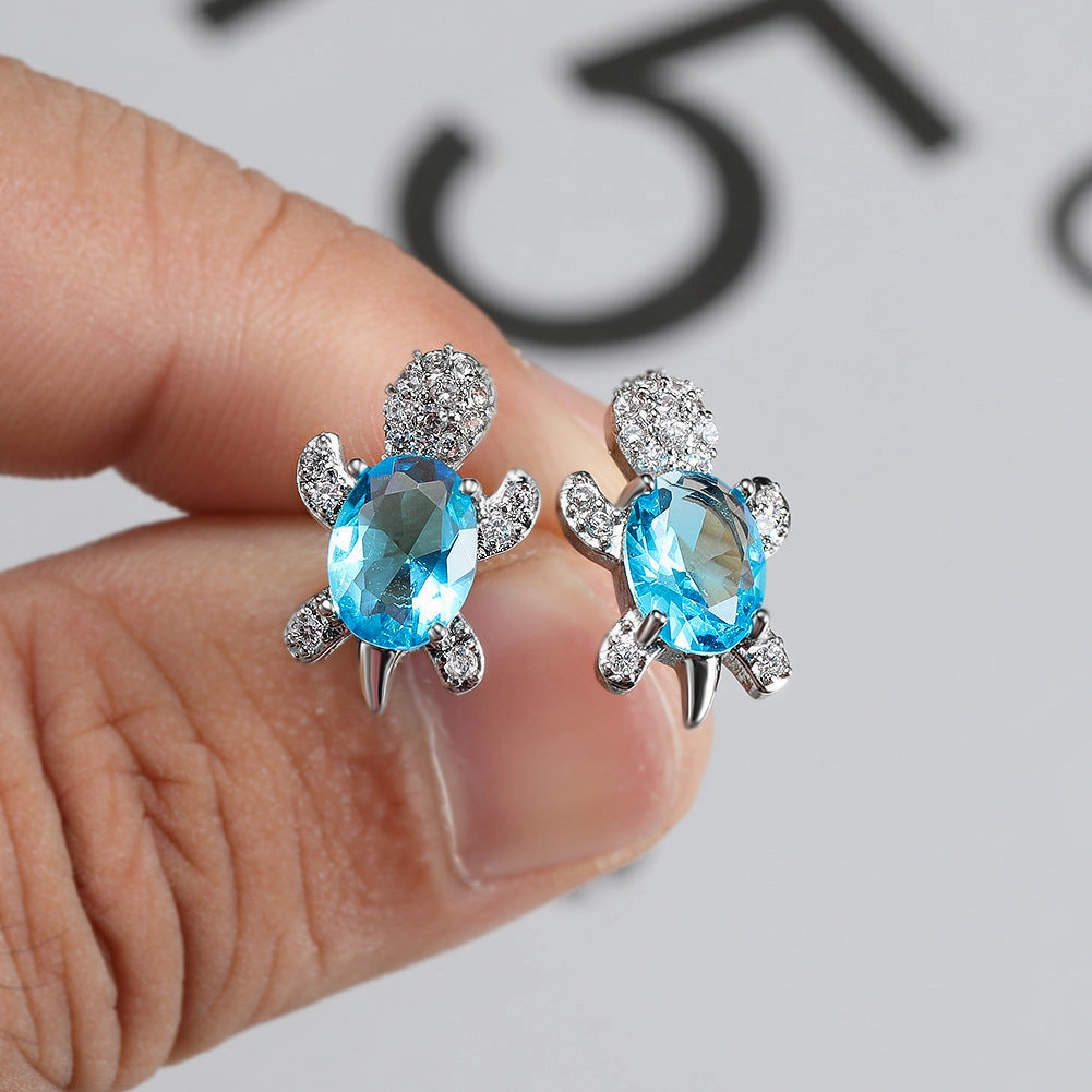 Wholesale Sea Animal Turtle Zircon Earrings