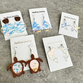 Wholesale Sea Turtle Water Drop Ocean Ripple Acrylic Fashion Earrings