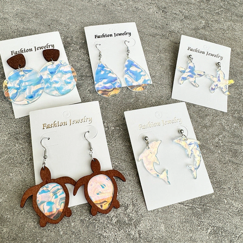 Wholesale Sea Turtle Water Drop Ocean Ripple Acrylic Fashion Earrings