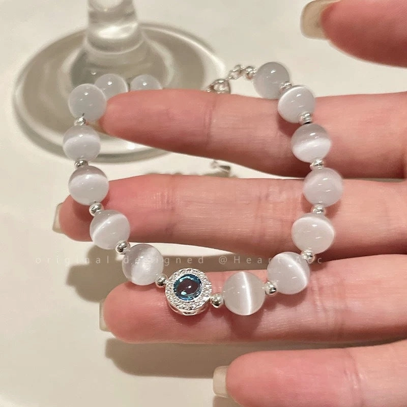 Wholesale Seabed starry sky natural cat's eye stone broken silver beads