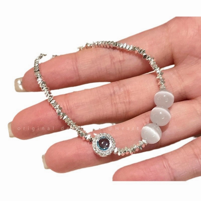 Wholesale Seabed starry sky natural cat's eye stone broken silver beads