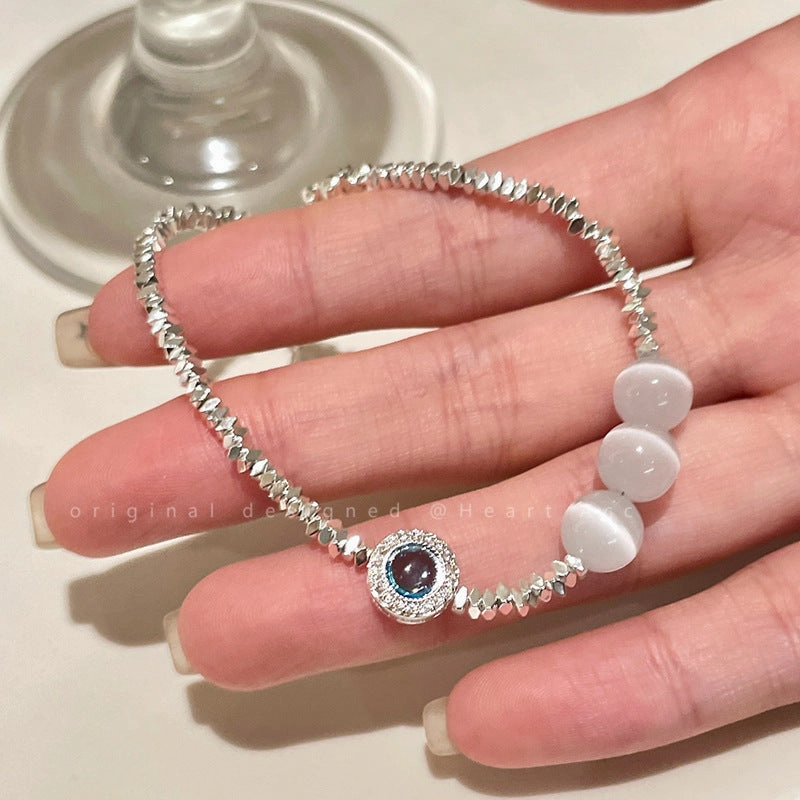Wholesale Seabed starry sky natural cat's eye stone broken silver beads