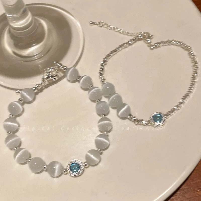 Wholesale Seabed starry sky natural cat's eye stone broken silver beads