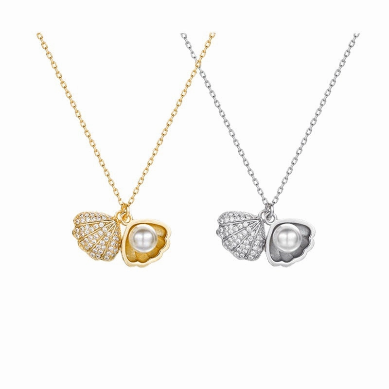 Wholesale Seashell Imitation Pearl Pendant Alloy Necklace