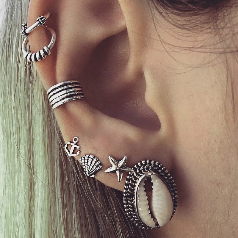 Wholesale Seashell Starfish Anchor Set of 7 Earrings