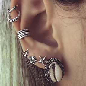 Wholesale Seashell Starfish Anchor Set of 7 Earrings